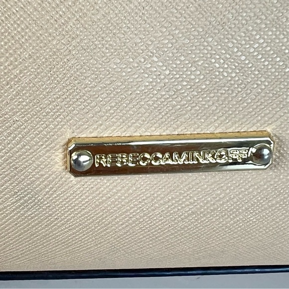 REBECCA MINKOFF Monroe Sand Saffiano Structured Leather Tassel Shoulder Bag Tote - Picture 4 of 16